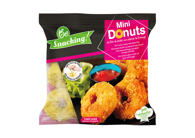 Mini cornflakes breaded chicken donut with cheese bites - Be Snacking